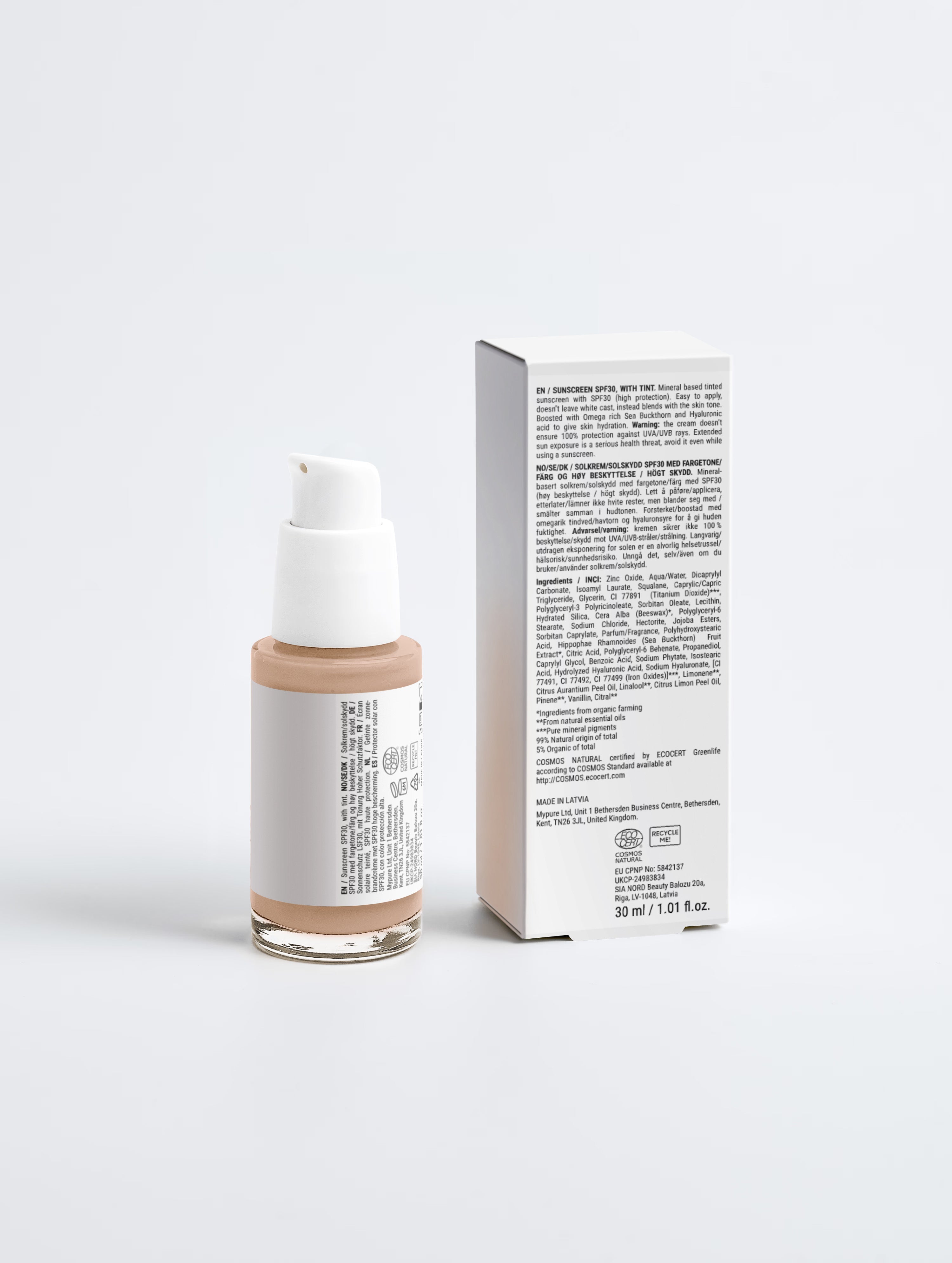 Solkrem SPF30, med farge